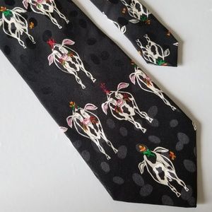 Addiction 100% Cows Black/White/Red Silk Men's Tie